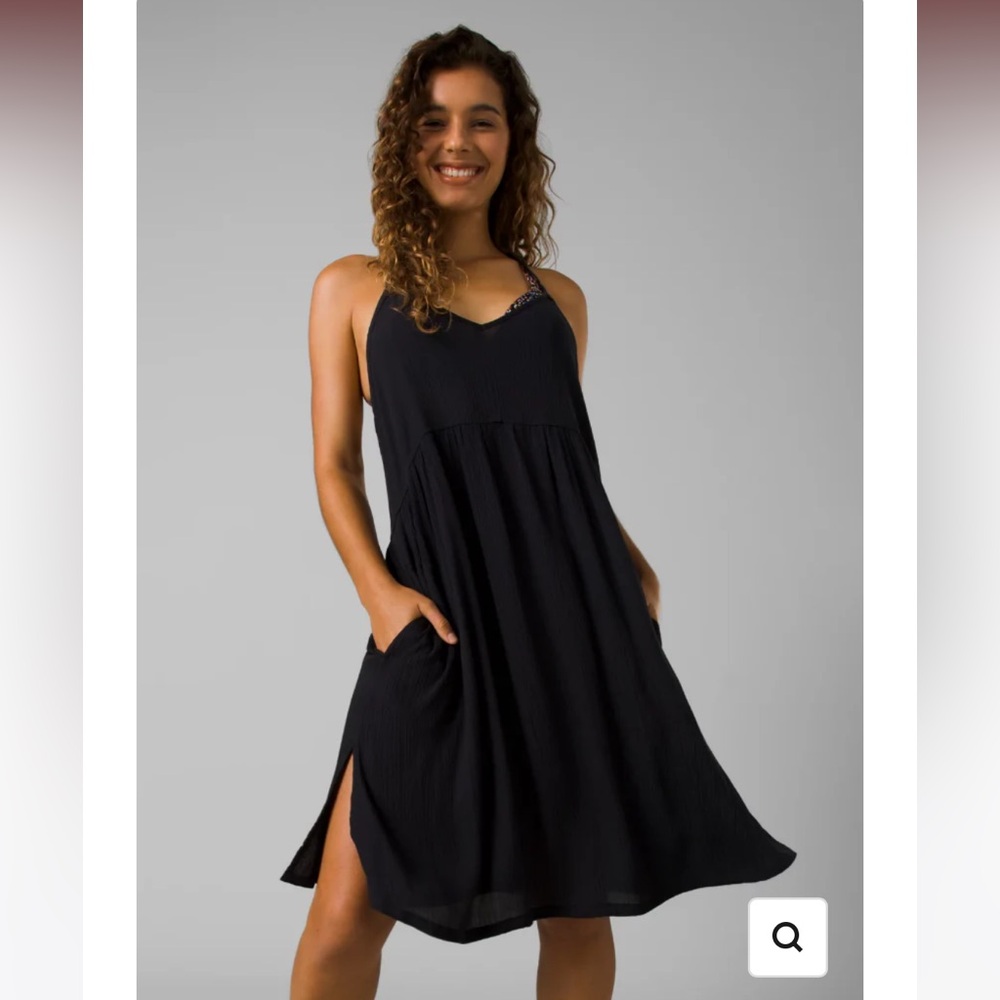 Prana Sz XL Women’s Black Fernie Midi Modal Summer Flowy Dress Ret $99!
